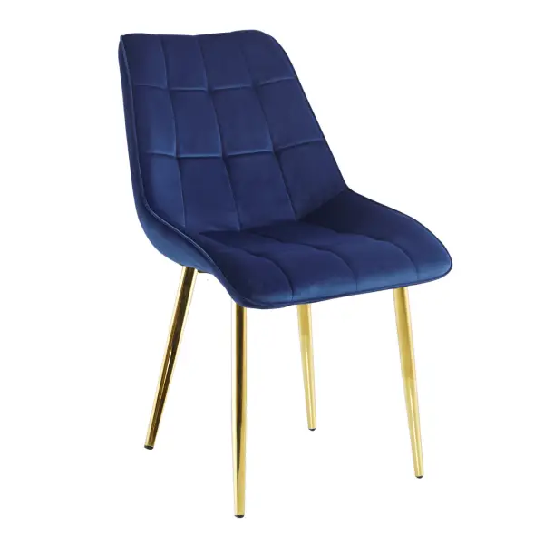 Krzesło tapicerowane niebieski nogi złoty J262-1